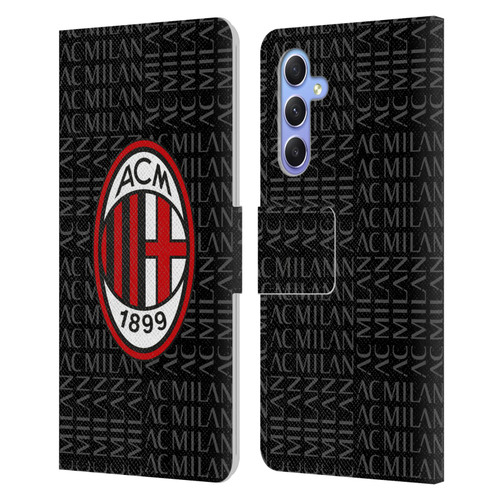 AC Milan Crest Patterns Red And Grey Leather Book Wallet Case Cover For Samsung Galaxy A34 5G
