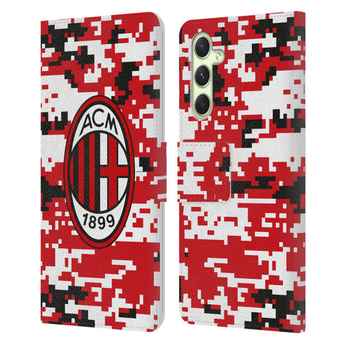 AC Milan Crest Patterns Digital Camouflage Leather Book Wallet Case Cover For Samsung Galaxy A54 5G