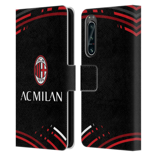 AC Milan Crest Patterns Curved Leather Book Wallet Case Cover For Sony Xperia 5 IV