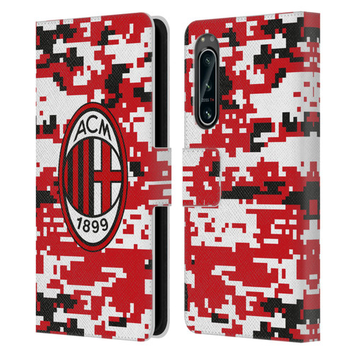 AC Milan Crest Patterns Digital Camouflage Leather Book Wallet Case Cover For Sony Xperia 5 IV