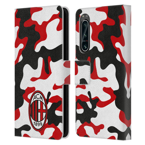 AC Milan Crest Patterns Camouflage Leather Book Wallet Case Cover For Sony Xperia 5 IV