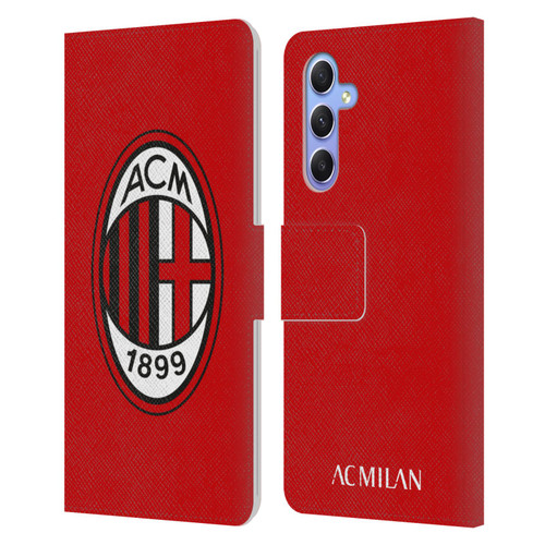 AC Milan Crest Full Colour Red Leather Book Wallet Case Cover For Samsung Galaxy A34 5G