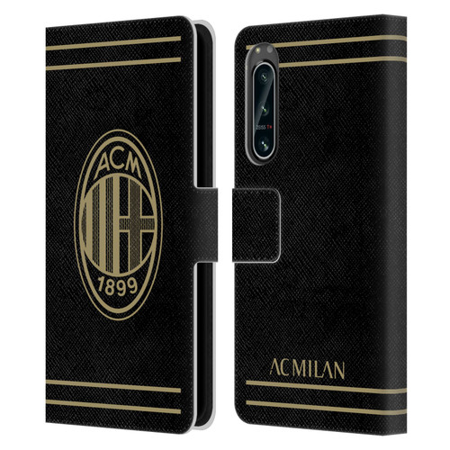 AC Milan Crest Black And Gold Leather Book Wallet Case Cover For Sony Xperia 5 IV