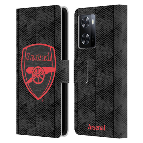 Arsenal FC Crest and Gunners Logo Black Leather Book Wallet Case Cover For OPPO A57s