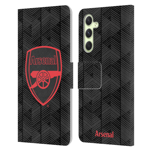 Arsenal FC Crest and Gunners Logo Black Leather Book Wallet Case Cover For Samsung Galaxy A54 5G
