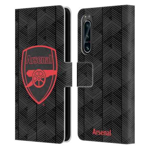 Arsenal FC Crest and Gunners Logo Black Leather Book Wallet Case Cover For Sony Xperia 5 IV