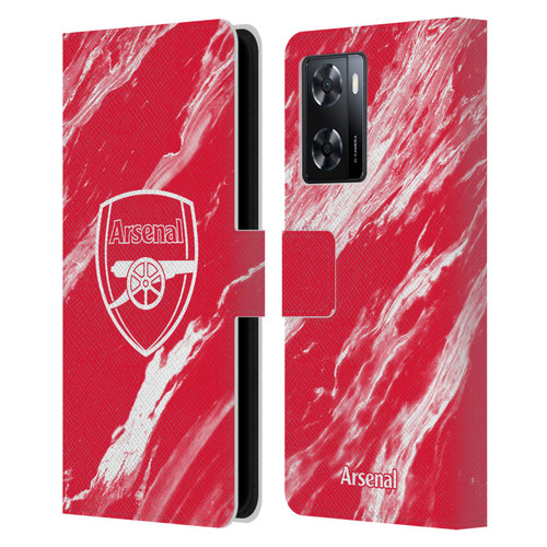 Arsenal FC Crest Patterns Red Marble Leather Book Wallet Case Cover For OPPO A57s