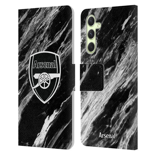 Arsenal FC Crest Patterns Marble Leather Book Wallet Case Cover For Samsung Galaxy A54 5G
