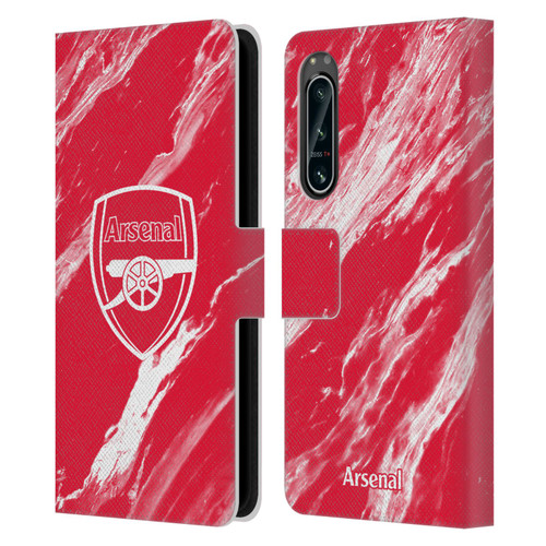 Arsenal FC Crest Patterns Red Marble Leather Book Wallet Case Cover For Sony Xperia 5 IV