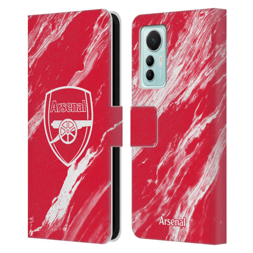 Arsenal FC Crest Patterns Red Marble Leather Book Wallet Case Cover For Xiaomi 12 Lite