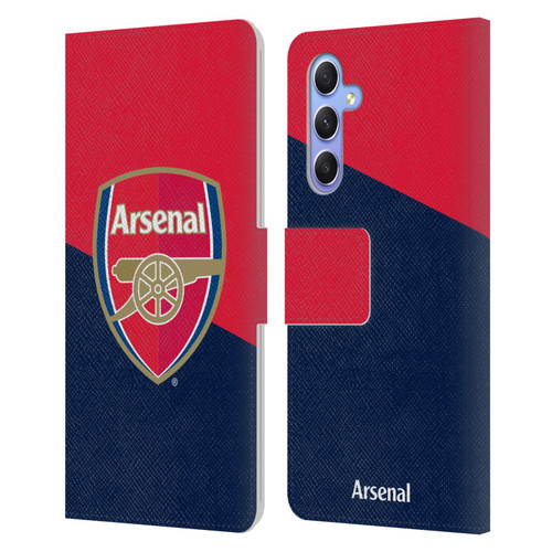 Arsenal FC Crest 2 Red & Blue Logo Leather Book Wallet Case Cover For Samsung Galaxy A34 5G
