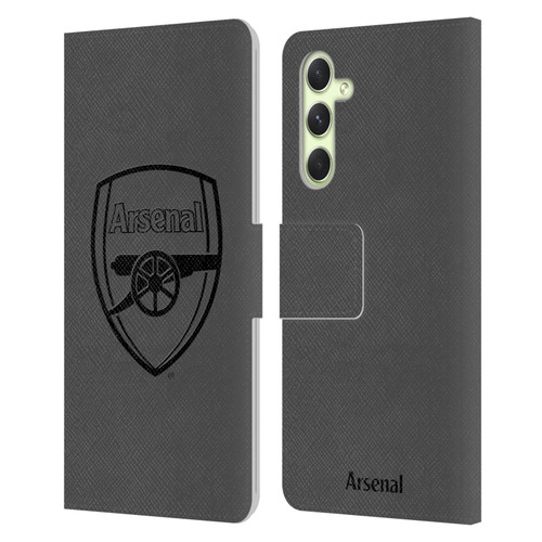 Arsenal FC Crest 2 Black Logo Leather Book Wallet Case Cover For Samsung Galaxy A54 5G