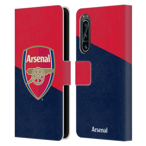 Arsenal FC Crest 2 Red & Blue Logo Leather Book Wallet Case Cover For Sony Xperia 5 IV