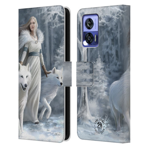Anne Stokes Wolves Winter Guardians Leather Book Wallet Case Cover For Motorola Edge 30 Neo 5G