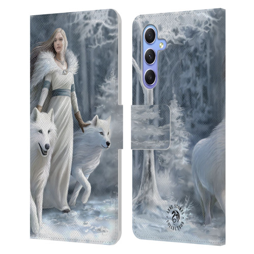 Anne Stokes Wolves Winter Guardians Leather Book Wallet Case Cover For Samsung Galaxy A34 5G