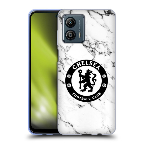 Chelsea Football Club Crest White Marble Soft Gel Case for Motorola Moto G53 5G