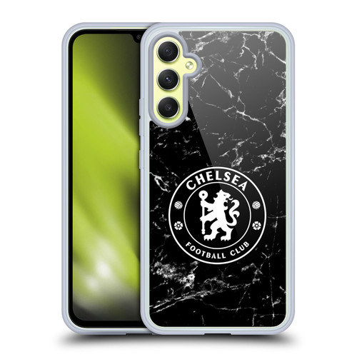 Chelsea Football Club Crest Black Marble Soft Gel Case for Samsung Galaxy A34 5G