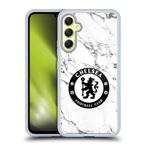 Chelsea Football Club Crest White Marble Soft Gel Case for Samsung Galaxy A34 5G