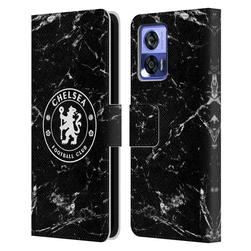 Chelsea Football Club Crest Black Marble Leather Book Wallet Case Cover For Motorola Edge 30 Neo 5G