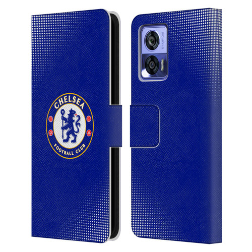 Chelsea Football Club Crest Halftone Leather Book Wallet Case Cover For Motorola Edge 30 Neo 5G