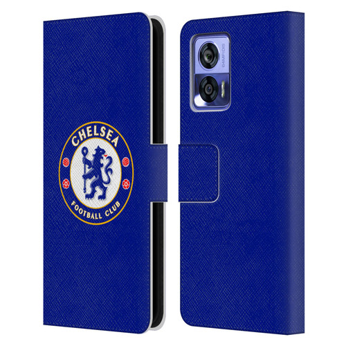 Chelsea Football Club Crest Plain Blue Leather Book Wallet Case Cover For Motorola Edge 30 Neo 5G