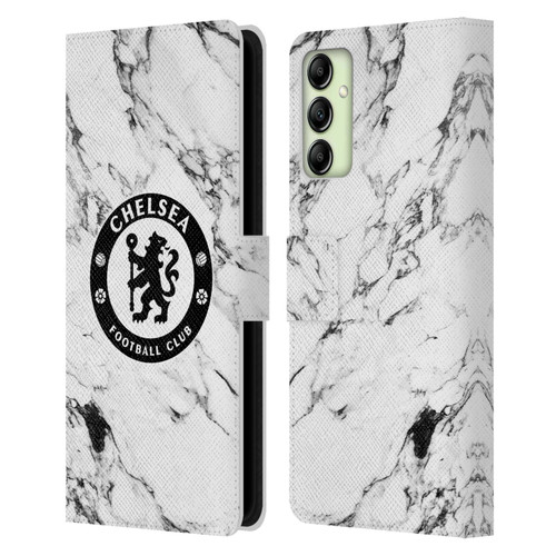 Chelsea Football Club Crest White Marble Leather Book Wallet Case Cover For Samsung Galaxy A14 5G