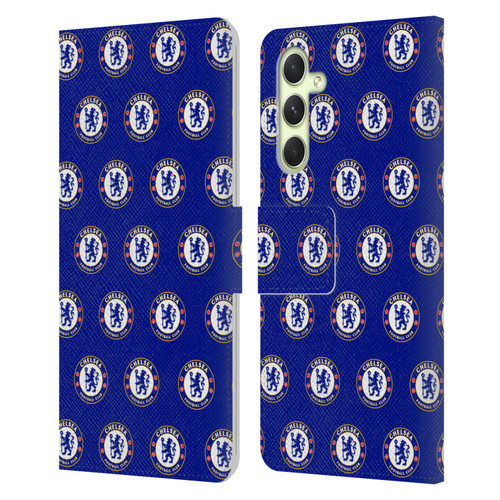Chelsea Football Club Crest Pattern Leather Book Wallet Case Cover For Samsung Galaxy A54 5G