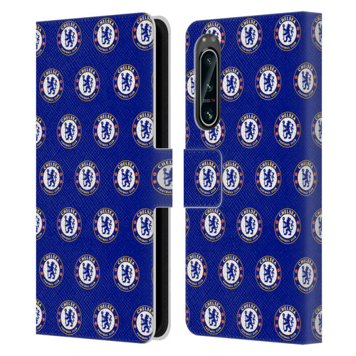 Chelsea Football Club Crest Pattern Leather Book Wallet Case Cover For Sony Xperia 5 IV