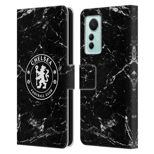 Chelsea Football Club Crest Black Marble Leather Book Wallet Case Cover For Xiaomi 12 Lite