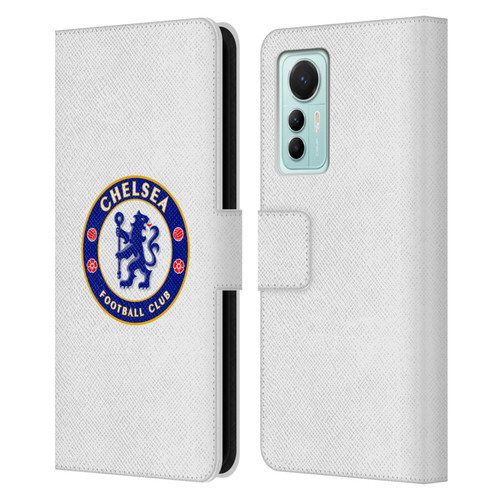 Chelsea Football Club Crest Plain White Leather Book Wallet Case Cover For Xiaomi 12 Lite