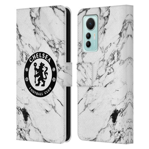 Chelsea Football Club Crest White Marble Leather Book Wallet Case Cover For Xiaomi 12 Lite