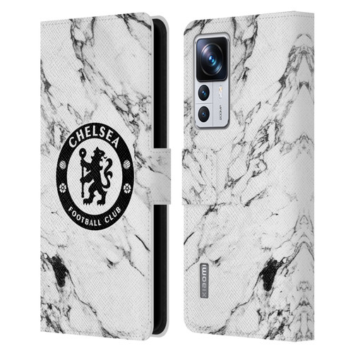 Chelsea Football Club Crest White Marble Leather Book Wallet Case Cover For Xiaomi 12T Pro