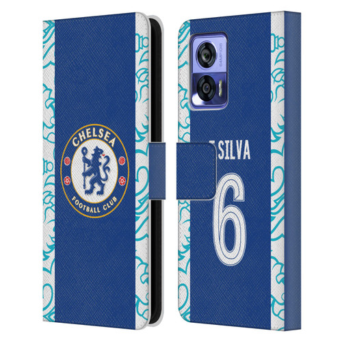 Chelsea Football Club 2022/23 Players Home Kit Thiago Silva Leather Book Wallet Case Cover For Motorola Edge 30 Neo 5G