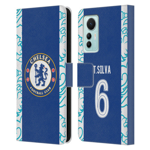 Chelsea Football Club 2022/23 Players Home Kit Thiago Silva Leather Book Wallet Case Cover For Xiaomi 12 Lite