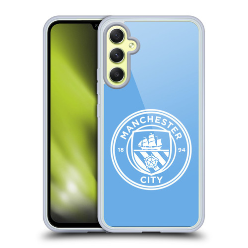 Manchester City Man City FC Badge Blue White Mono Soft Gel Case for Samsung Galaxy A34 5G