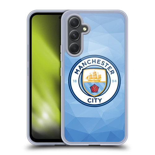 Manchester City Man City FC Badge Geometric Blue Full Colour Soft Gel Case for Samsung Galaxy A54 5G