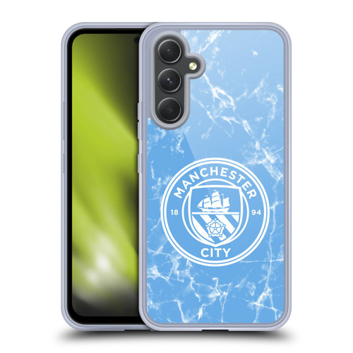 Manchester City Man City FC Marble Badge Blue White Mono Soft Gel Case for Samsung Galaxy A54 5G
