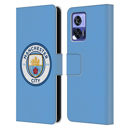 Manchester City Man City FC Badge Blue Full Colour Leather Book Wallet Case Cover For Motorola Edge 30 Neo 5G