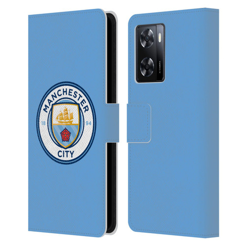 Manchester City Man City FC Badge Blue Full Colour Leather Book Wallet Case Cover For OPPO A57s