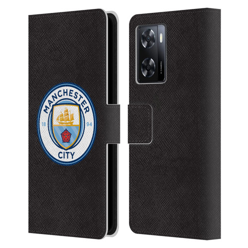 Manchester City Man City FC Badge Black Full Colour Leather Book Wallet Case Cover For OPPO A57s