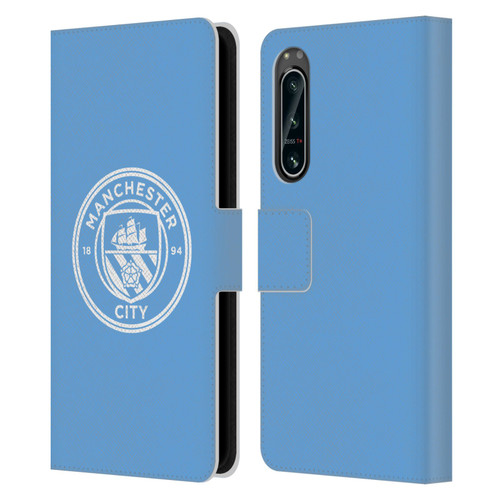 Manchester City Man City FC Badge Blue White Mono Leather Book Wallet Case Cover For Sony Xperia 5 IV