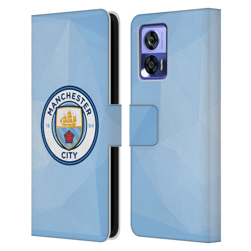 Manchester City Man City FC Badge Geometric Blue Full Colour Leather Book Wallet Case Cover For Motorola Edge 30 Neo 5G