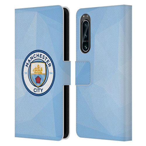 Manchester City Man City FC Badge Geometric Blue Full Colour Leather Book Wallet Case Cover For Sony Xperia 5 IV
