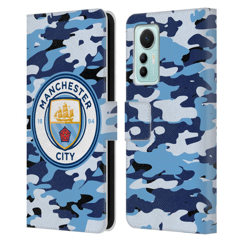 Manchester City Man City FC Badge Camou Blue Moon Leather Book Wallet Case Cover For Xiaomi 12 Lite