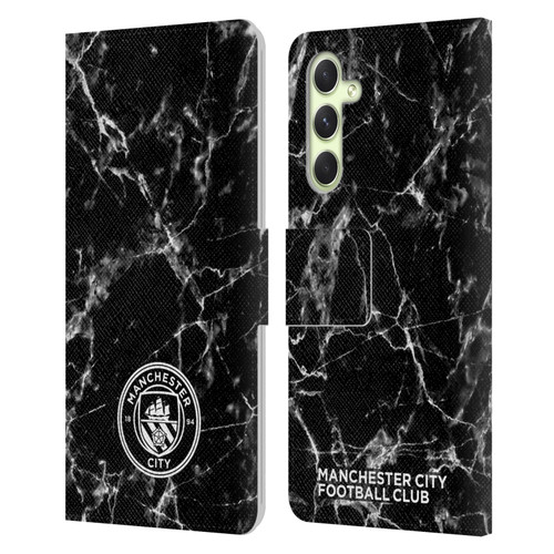 Manchester City Man City FC Marble Badge Black White Mono Leather Book Wallet Case Cover For Samsung Galaxy A54 5G