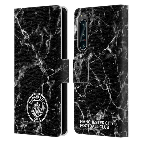 Manchester City Man City FC Marble Badge Black White Mono Leather Book Wallet Case Cover For Sony Xperia 5 IV
