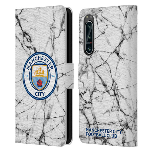 Manchester City Man City FC Marble Badge Full Colour Leather Book Wallet Case Cover For Sony Xperia 5 IV