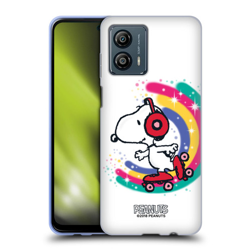 Peanuts Snoopy Boardwalk Airbrush Colourful Skating Soft Gel Case for Motorola Moto G53 5G