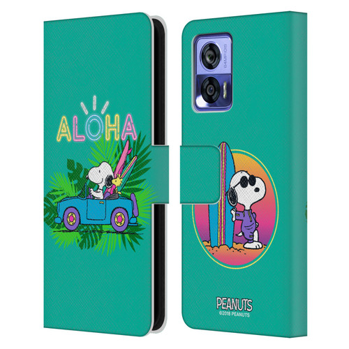 Peanuts Snoopy Aloha Disco Tropical Surf Leather Book Wallet Case Cover For Motorola Edge 30 Neo 5G