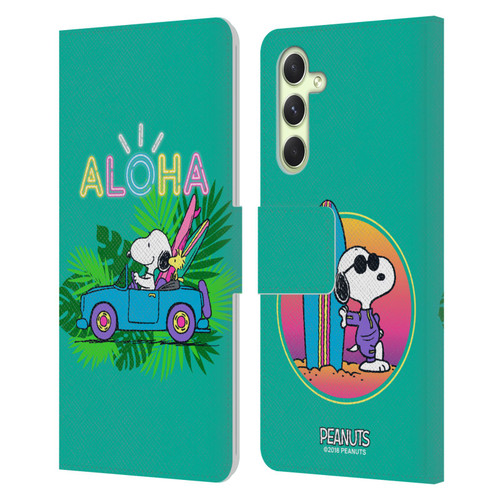 Peanuts Snoopy Aloha Disco Tropical Surf Leather Book Wallet Case Cover For Samsung Galaxy A54 5G